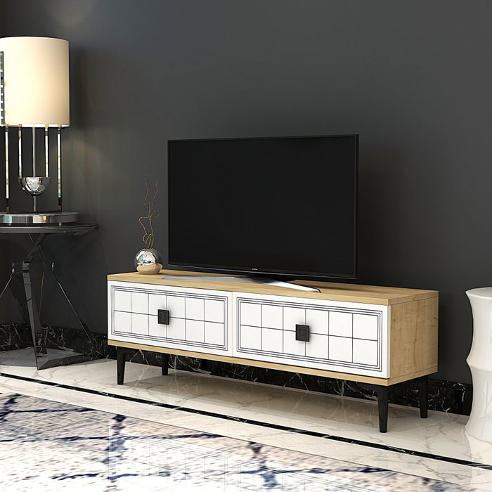 Hanah Home Yuka 120 Soporte para TV Roble Zafiro y Blanco